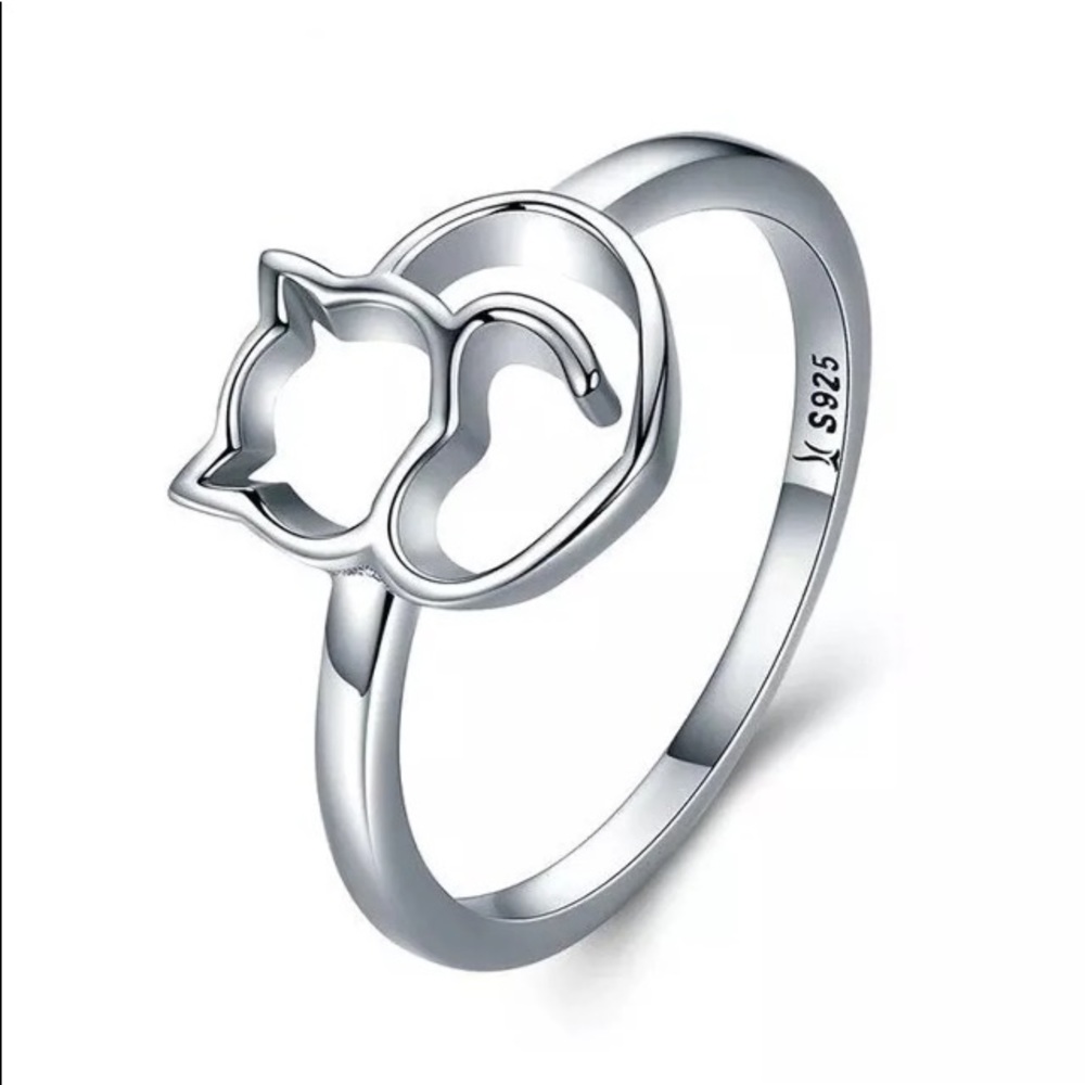 Cat Shaped 925 Silver Party Ring